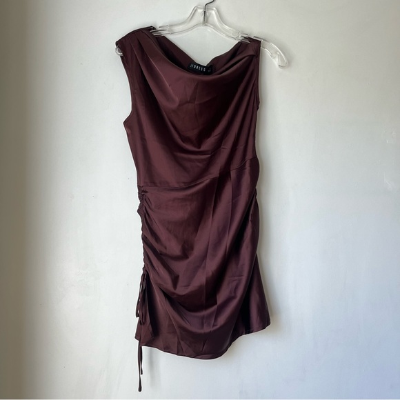 Princess Polly Lioness Original Sin Garnet Satin Cowl Neck Mini Dress M - Picture 12 of 15